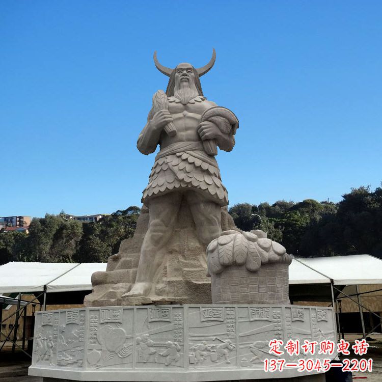 安阳中国上古人物人文初祖汉白玉神农雕像