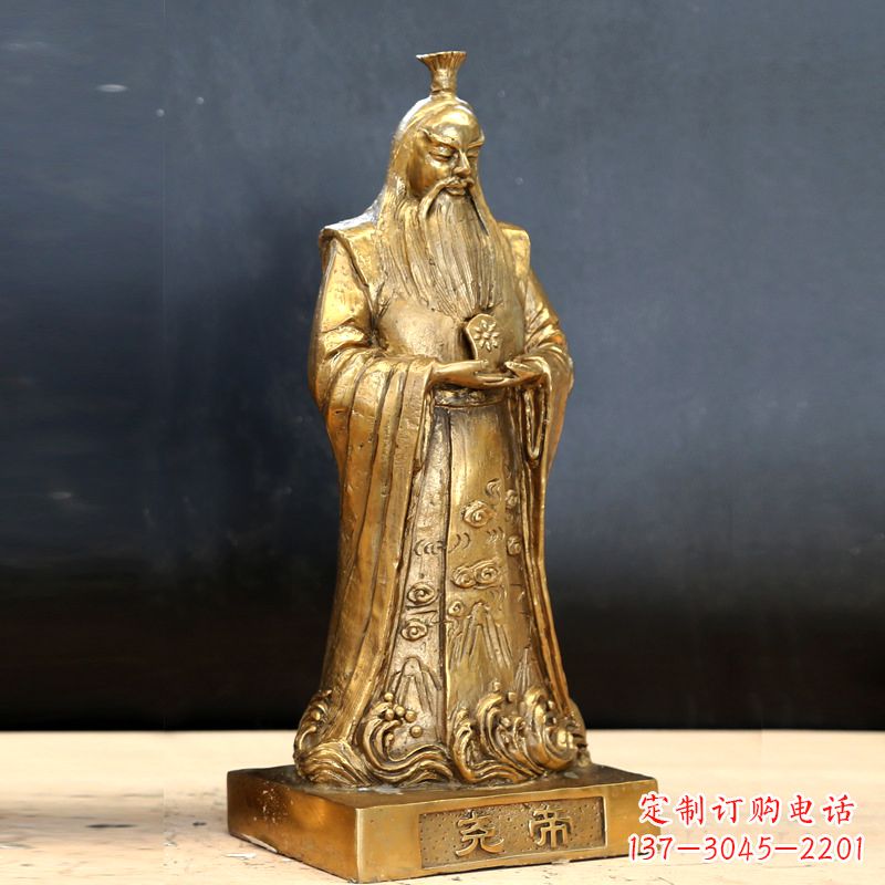 安阳中国上古时期部落联盟首领尧帝铸铜雕像