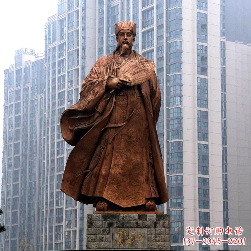 安阳诸葛亮城市景观铜雕像-中国古代著名人物三国谋士卧龙先生雕塑