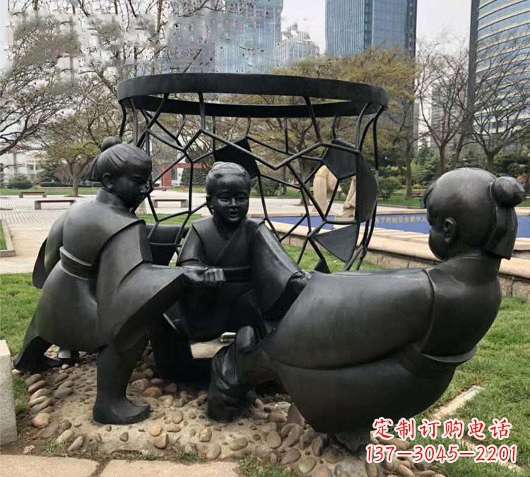 安阳铸铜公园司马光砸缸儿童雕塑