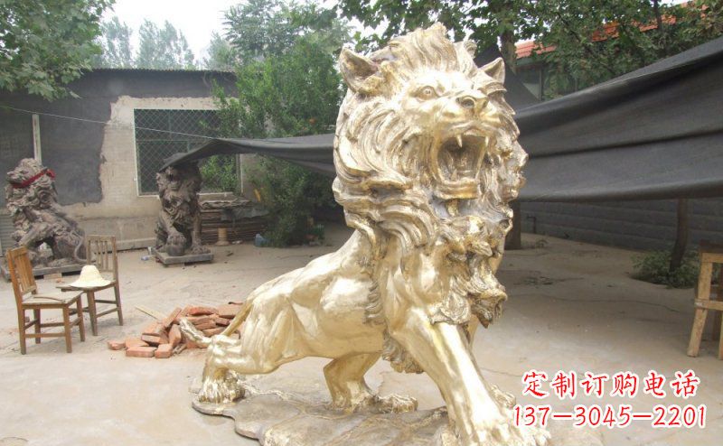 安阳铸铜狮子铜雕 (3)