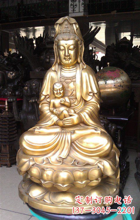 安阳铸铜送子观音雕塑