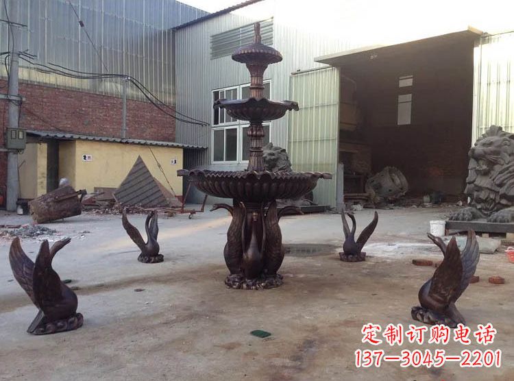 安阳铸铜天鹅喷泉雕塑