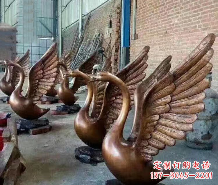 安阳铸铜天鹅喷水动物喷泉雕塑