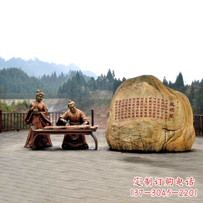 安阳卓文君与司马相如凤求凰公园景观雕塑-历史典故人物情景雕塑