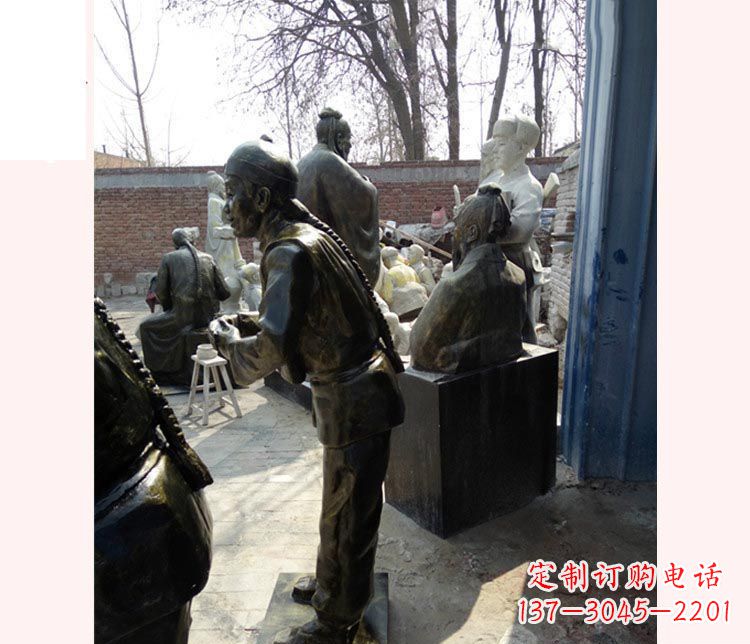 安阳作揖的店小二铜雕