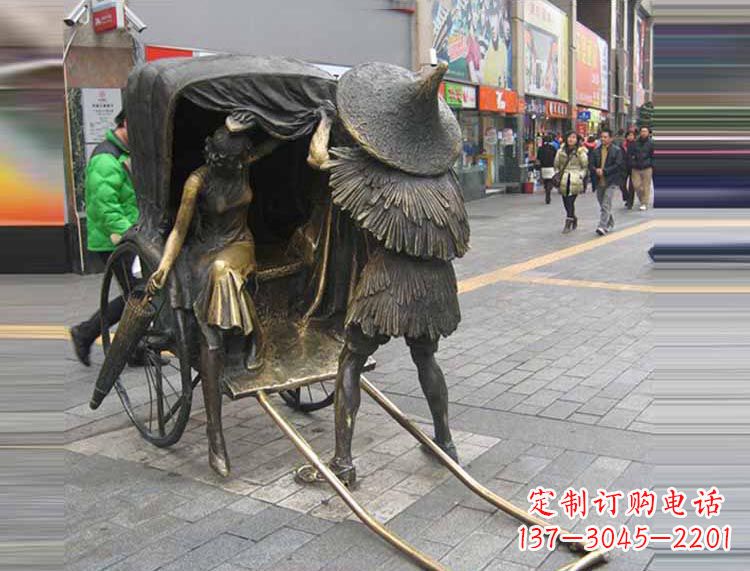 安阳坐黄包车的女人铜雕