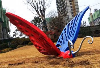 安阳蝴蝶雕塑-不锈钢彩绘门口蝴蝶雕塑